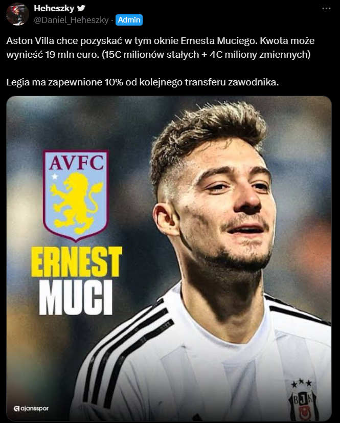 HIT! Tyle Aston Villa OFERUJE za Ernesta Muciego! O.o